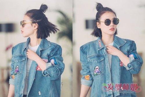 女生扎高耸丸子头调皮又可爱 日韩式丸子头特辑利索干练造型